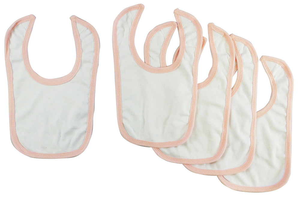 White Interlock Bib Blue Binding (pack Of 5)