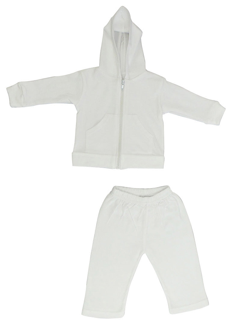 White Interlock Sweat Pants And Hoodie Set