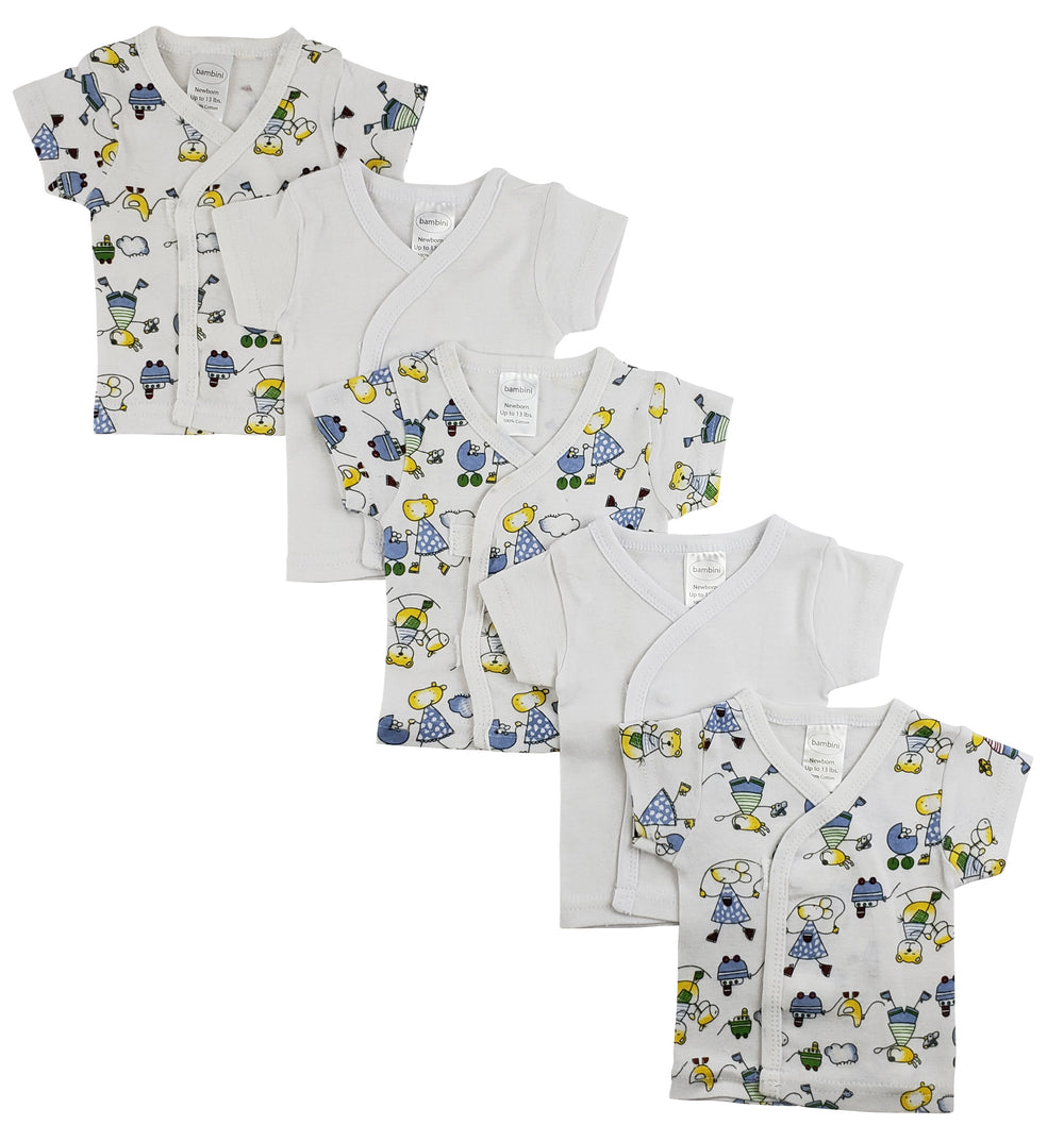 White Side Snap Short Sleeve Shirt - 5 Pack