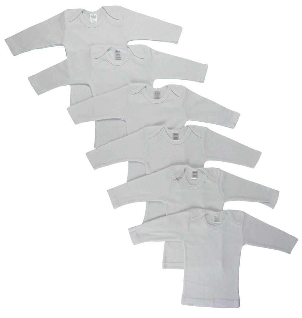 White Long Sleeve Lap T-shirts 6 Pack