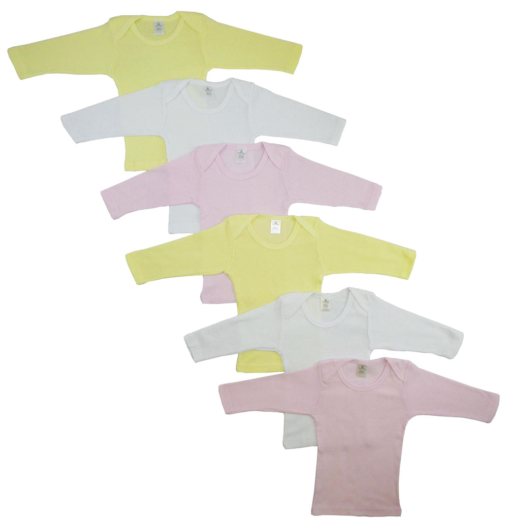 Girls Pastel Variety Long Sleeve Lap T-shirts 6 Pack